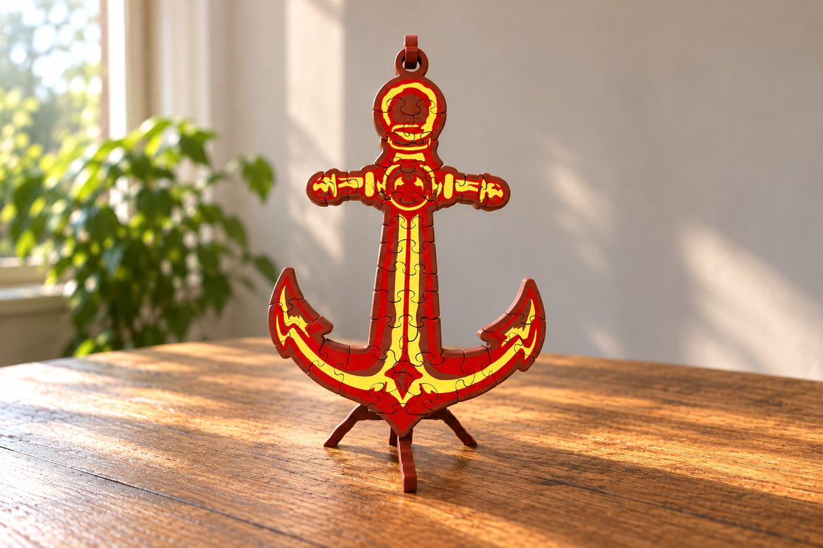 3D Printed Anchor Puzzle – Hanging Jigsaw with Stand