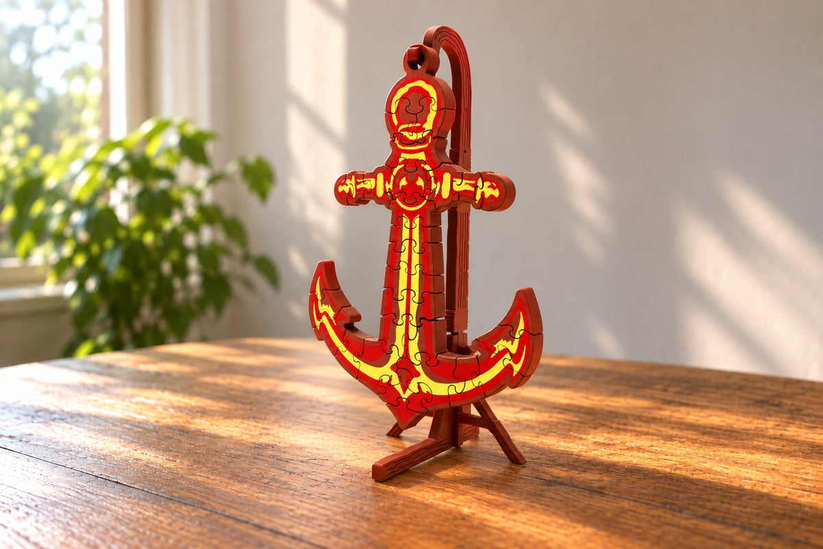 3D Printed Anchor Puzzle – Hanging Jigsaw with Stand