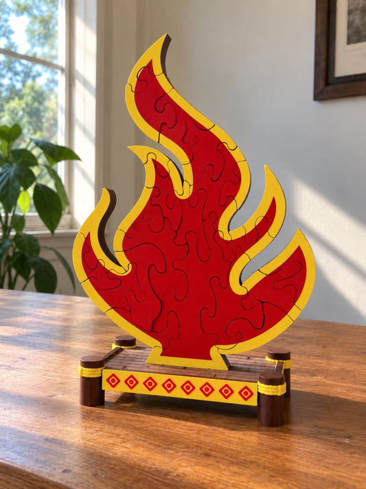 3D Printed Flame Puzzle with Display Stand