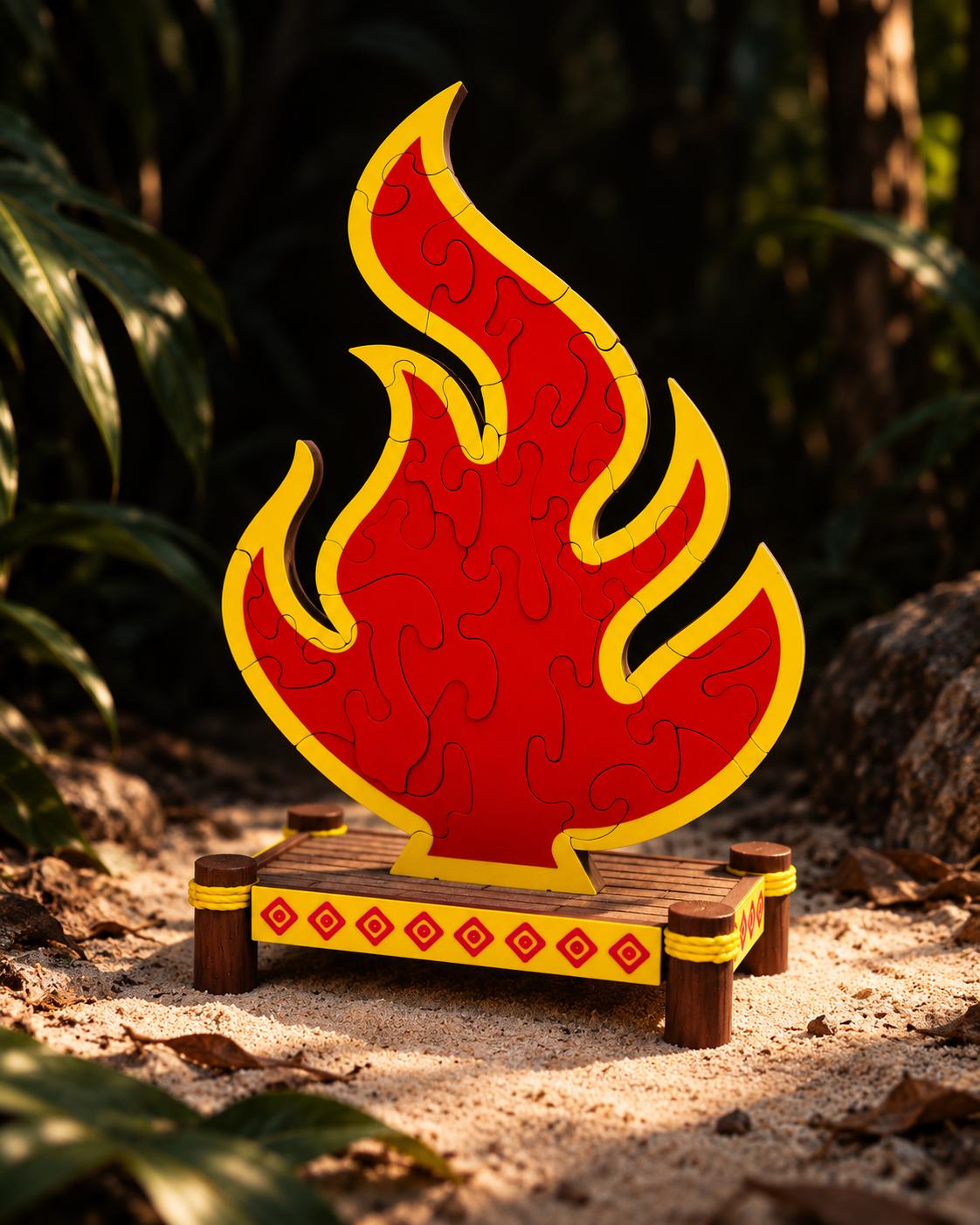 3D Printed Flame Puzzle with Display Stand