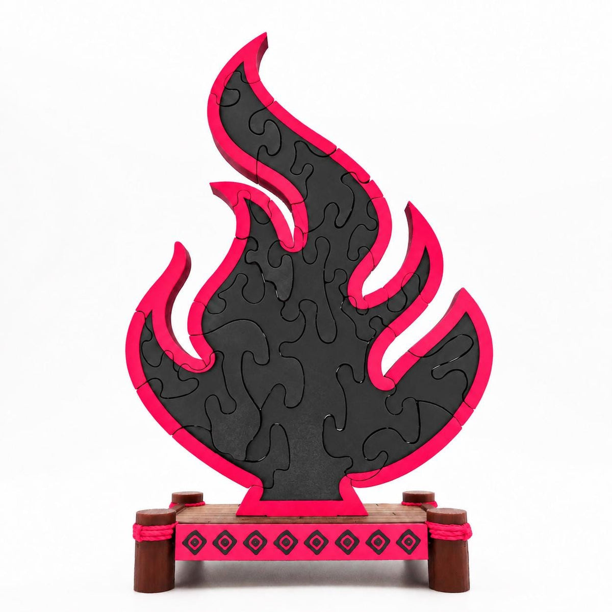 3D Printed Flame Puzzle with Display Stand