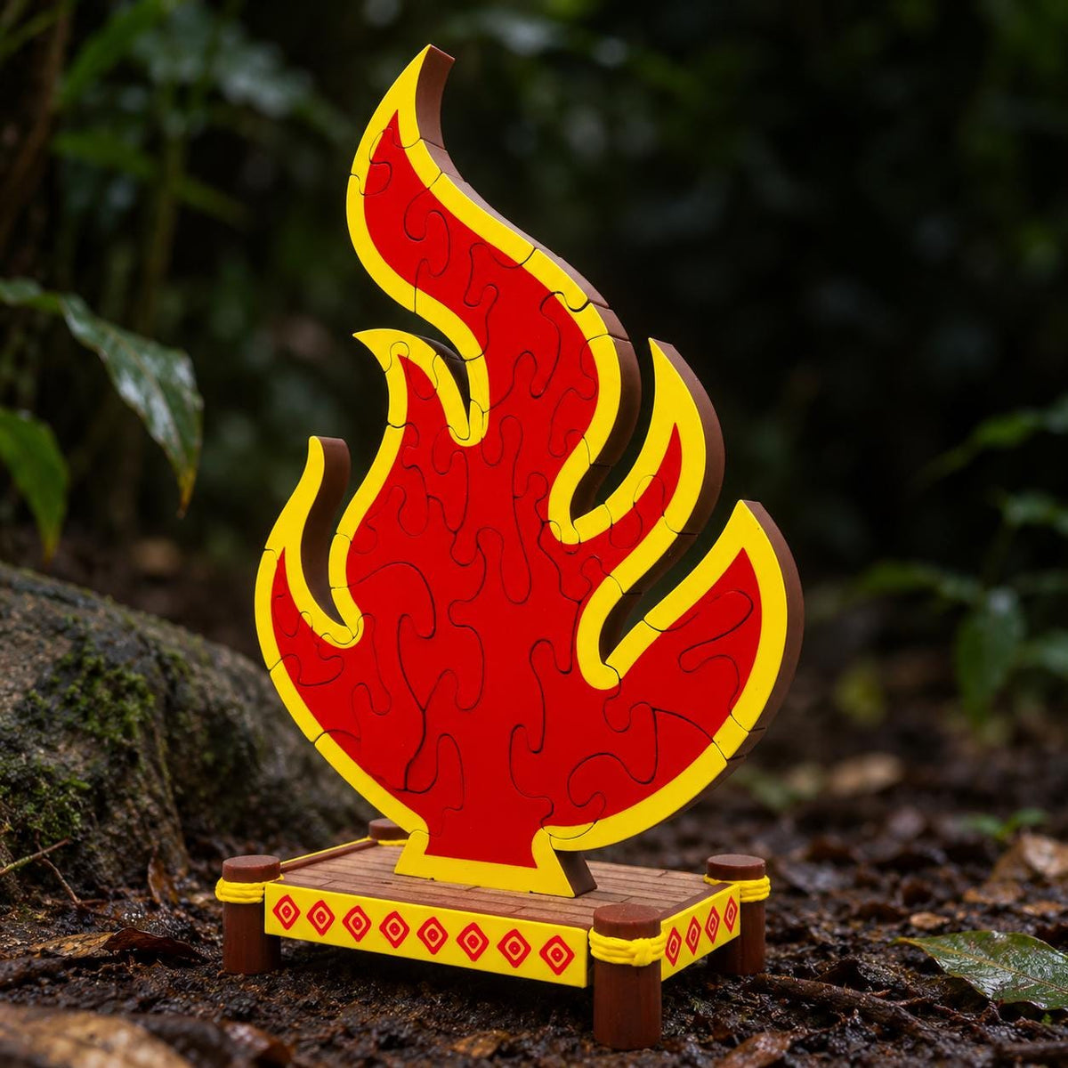 3D Printed Flame Puzzle with Display Stand