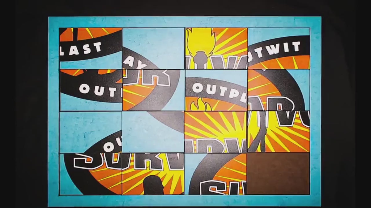 Survivor Puzzle Replica - Custom Large 4x4 Slider Puzzle - 24-inches Slide Puzzle