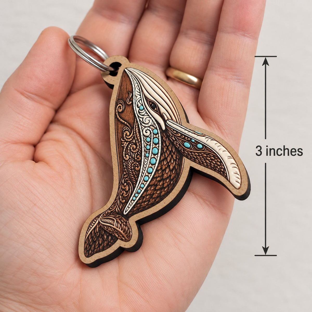 Whale Idol Keychain – Carved Look with Raised Texture