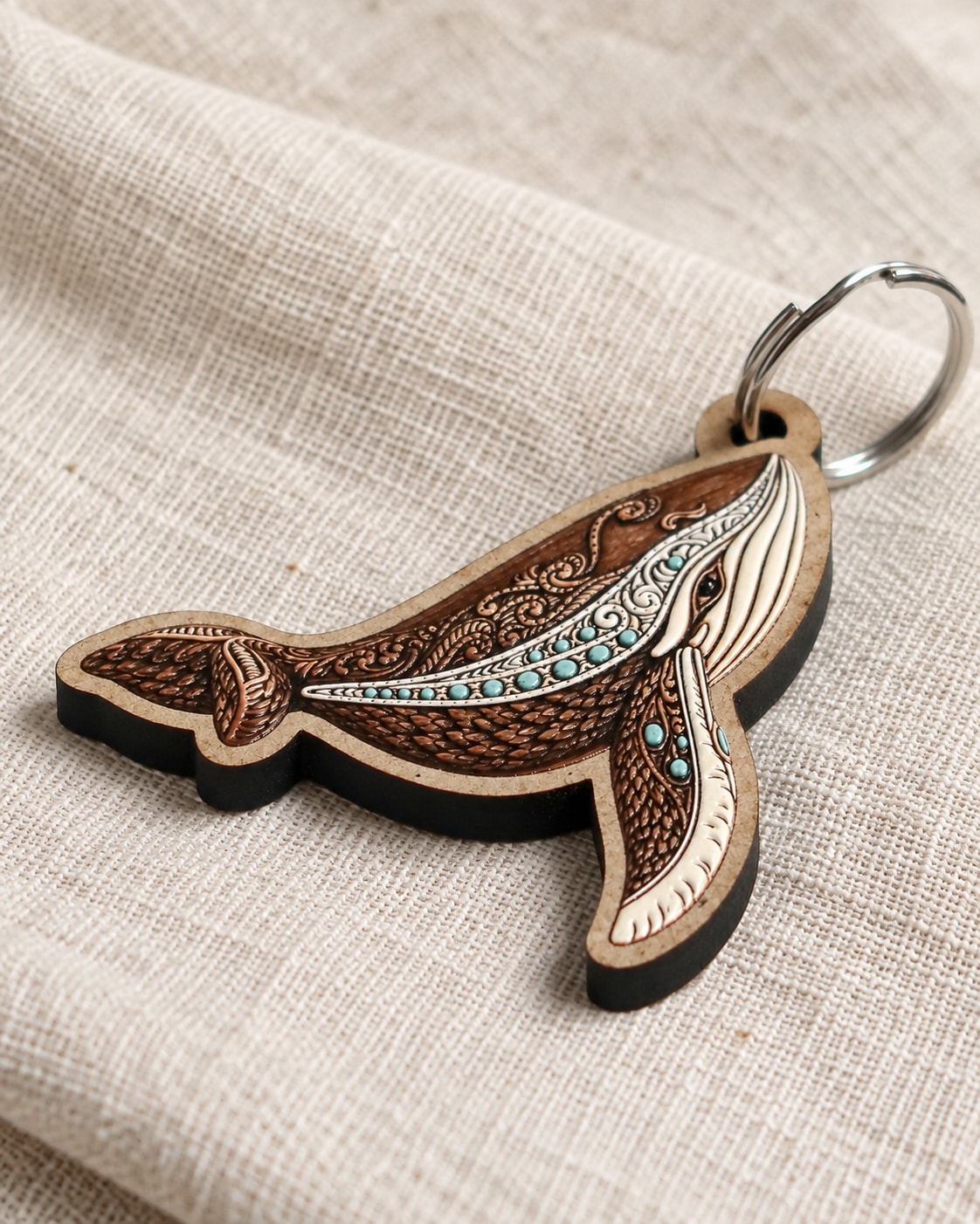 Whale Idol Keychain – Carved Look with Raised Texture